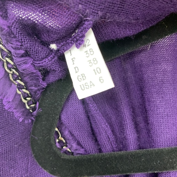 Aeffe Spa sweater 6 cardigan purple ruffle fringe - Picture 4 of 5